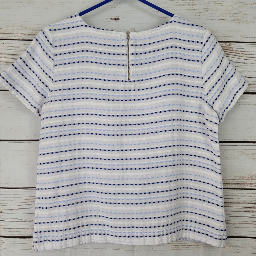 Talbots | Striped Pocket Top Zipper Back Short Sl - Picture 6 of 8